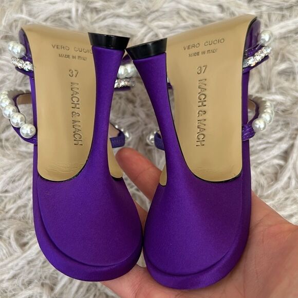 NWOB MACH & MACH Diamond Of Elizabeth Embellished PVC Heeled Mules size 37 - Picture 14 of 14